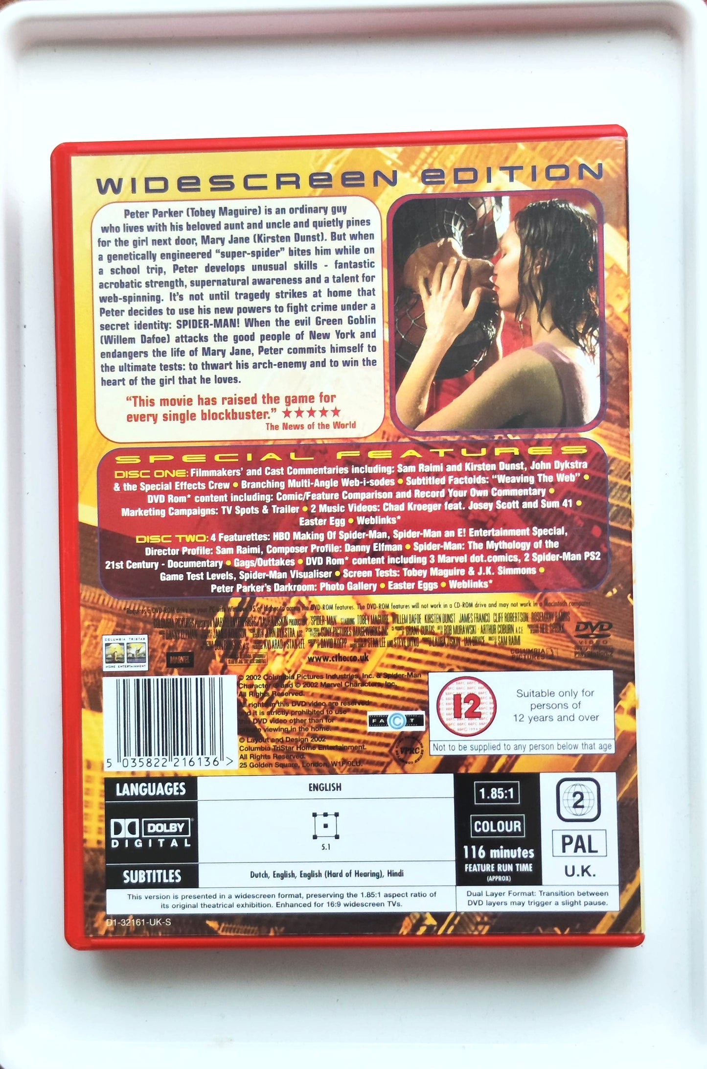 Spider-Man 2002 DVD Action Maguire Dafoe Dunst Raimi