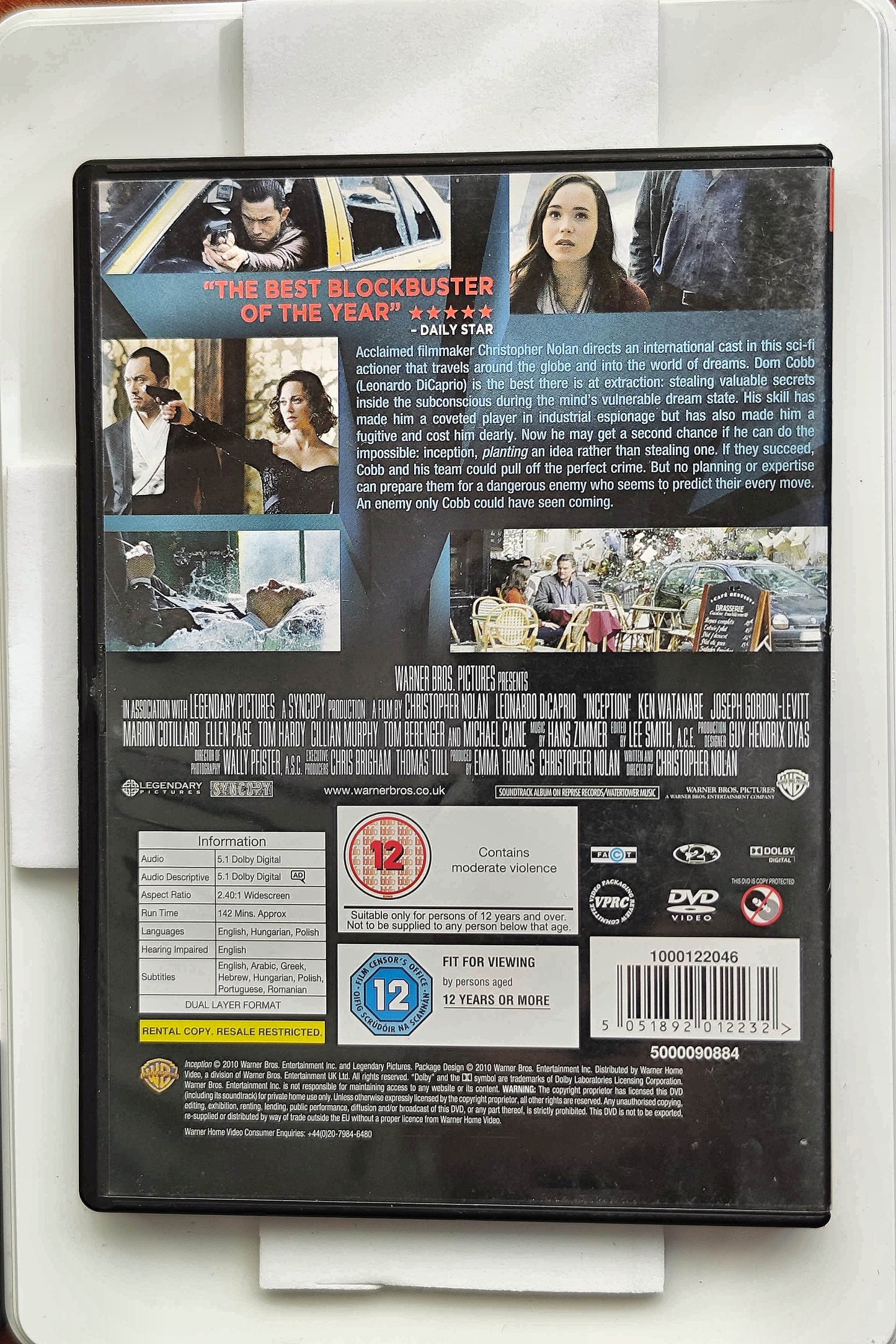 Inception 2010 DVD Action Dicaprio Gordon-Levitt Page Nolan