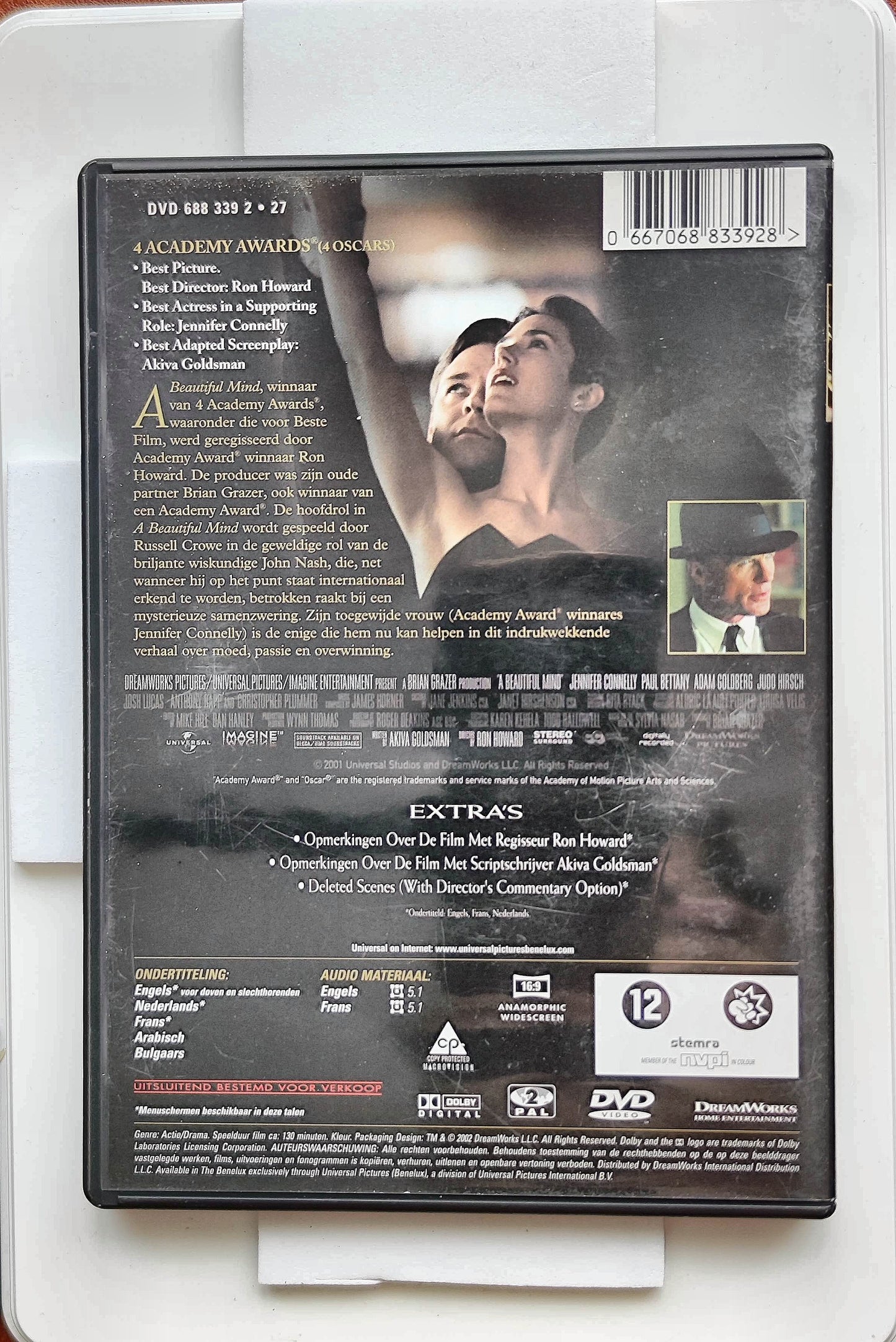 A Beautiful Mind 2001 DVD Biography Crowe Harris Connelly Howard