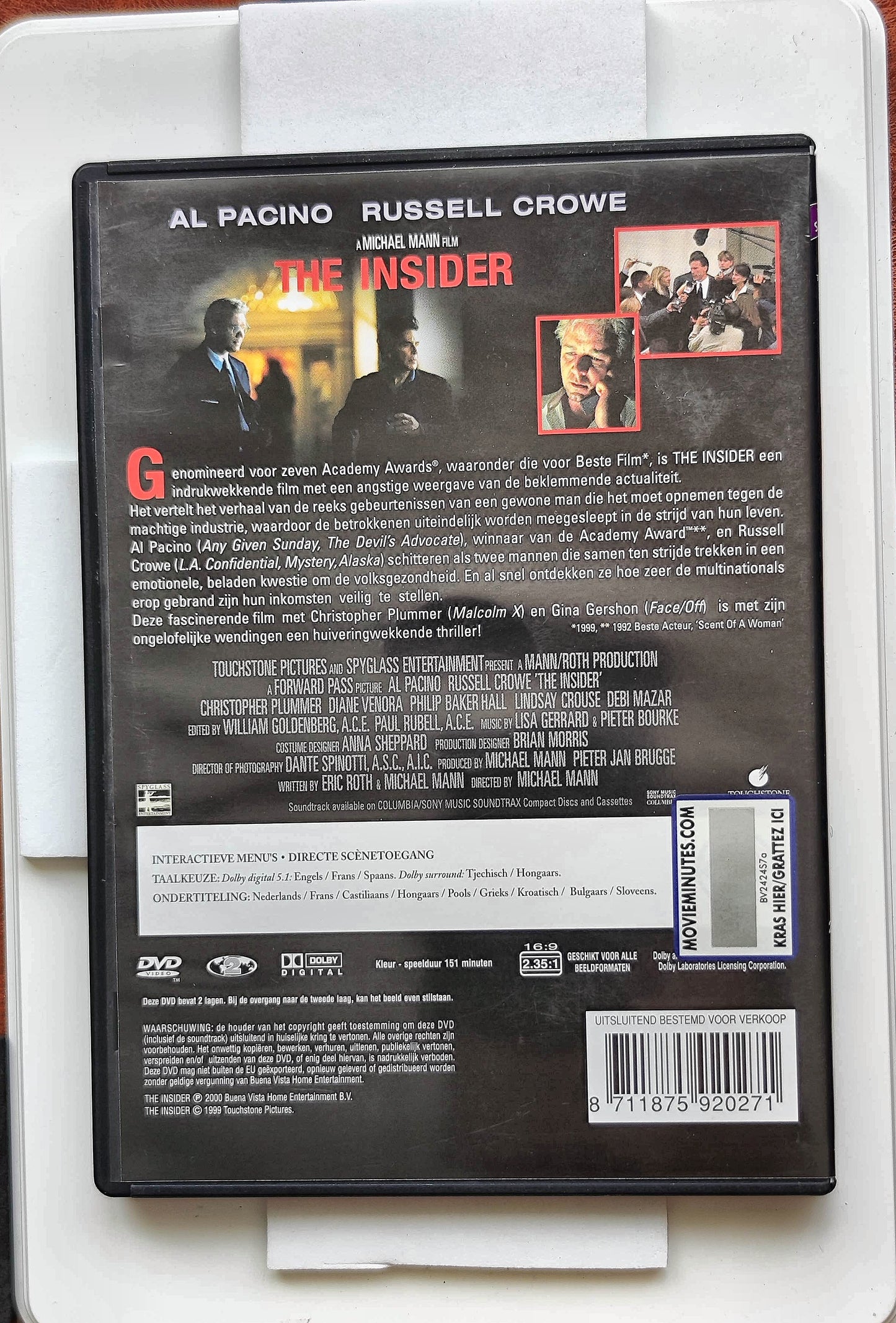 The Insider 1999 DVD Biography Pacino Crowe Plummer Mann