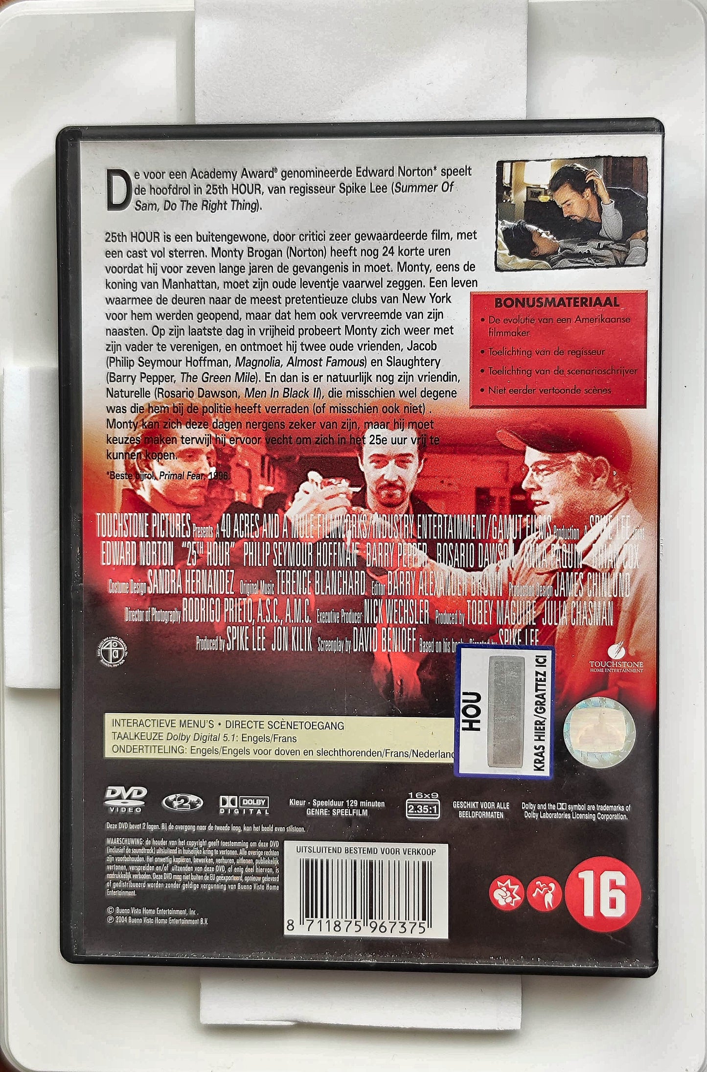 25th Hour 2002 DVD Drama Norton Hoffman Pepper Lee