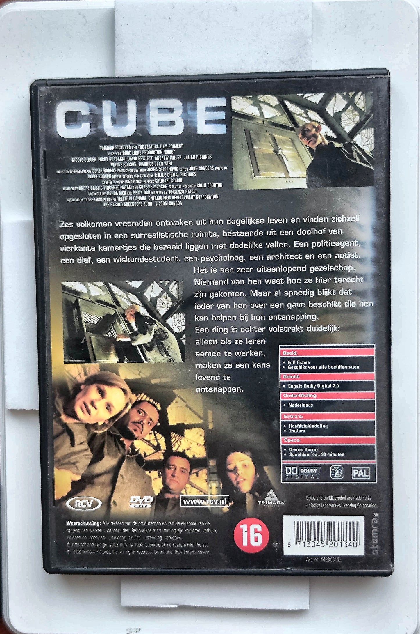 Cube 1997 DVD Horror Boer Guadagni Hewlett Natali