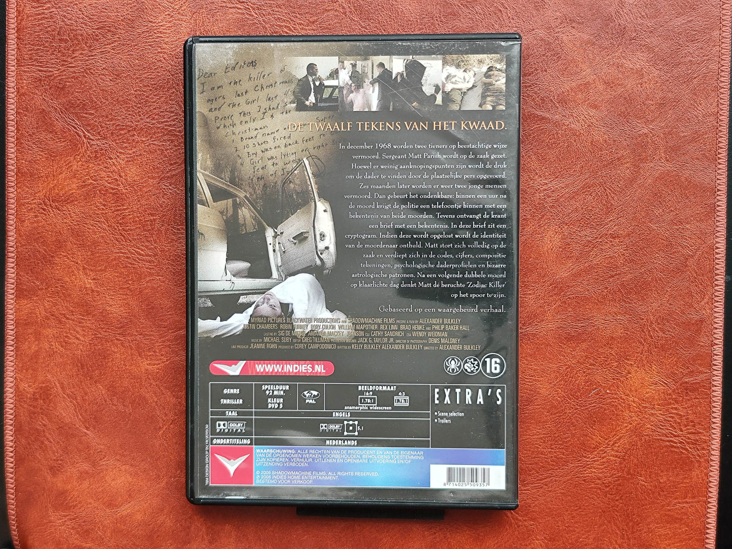 The Zodiac 2005 DVD Crime Chambers Tunney Culkin Bulkley