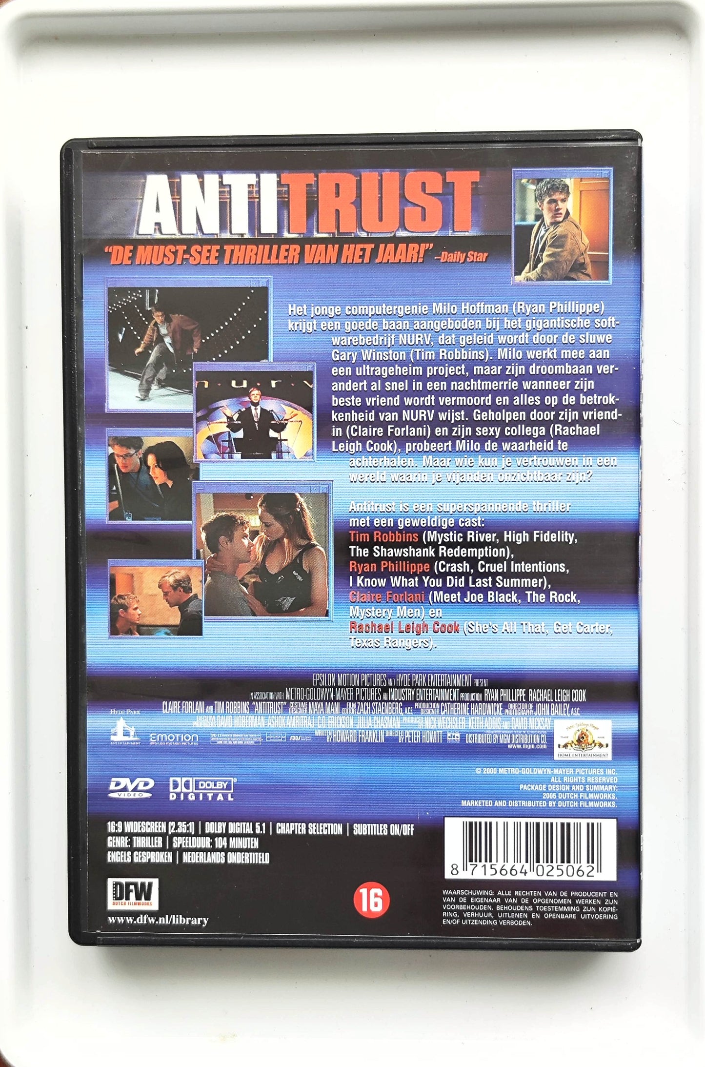 Antitrust 2001 DVD Action Phillippe Cook Forlani Howitt