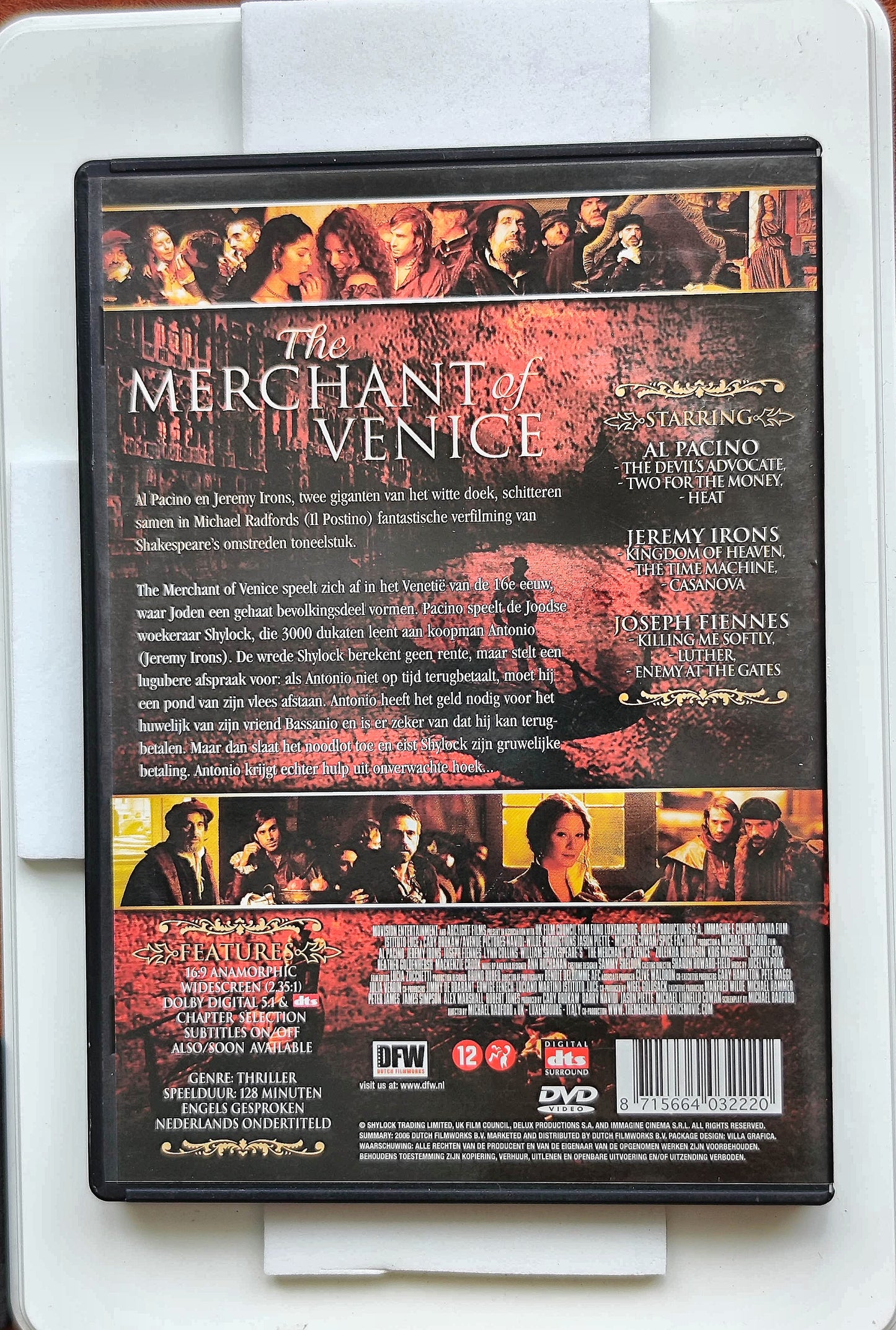 The Merchant of Venice 2004 DVD Drama Pacino Irons Fiennes Radford