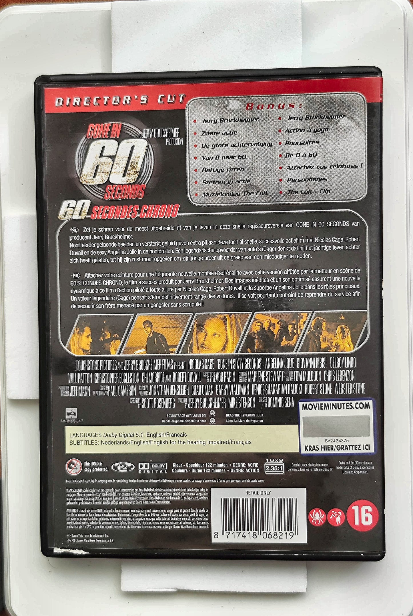 Gone in 60 Seconds 2000 DVD Action Cage Ribisi Jolie Sena #B5