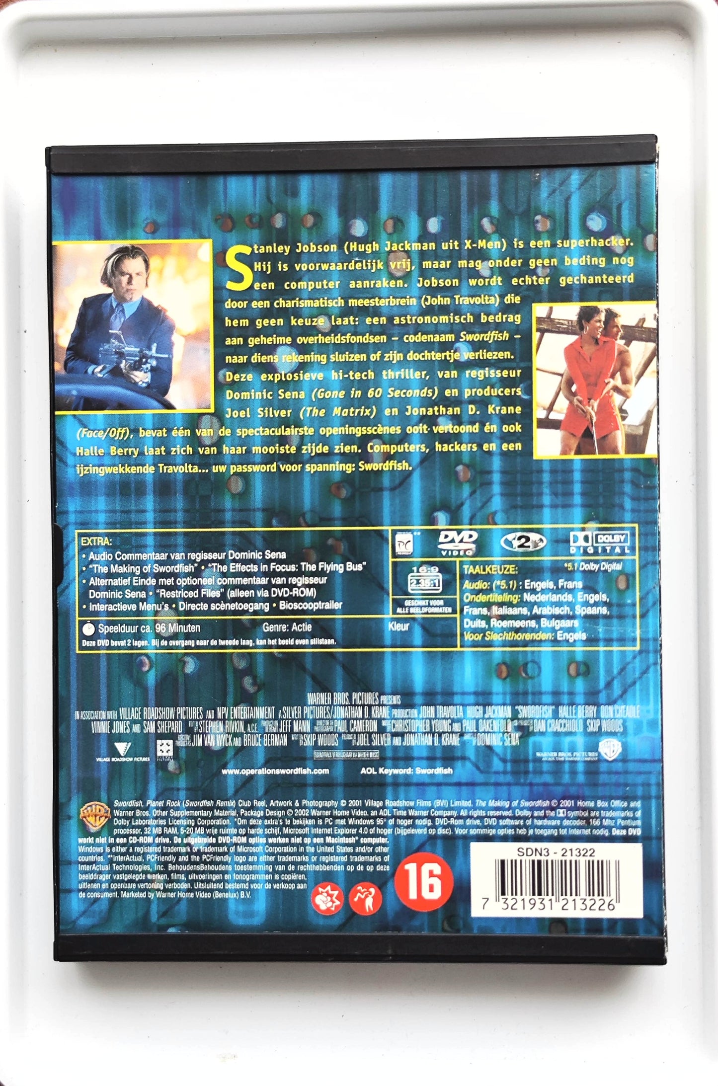 Swordfish 2001 DVD Action Travolta Jackman Berry Sena