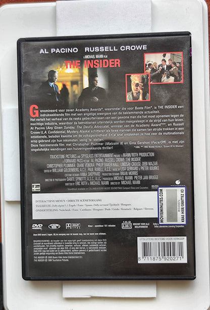 The Insider 1999 DVD Biography Pacino Crowe Plummer Mann