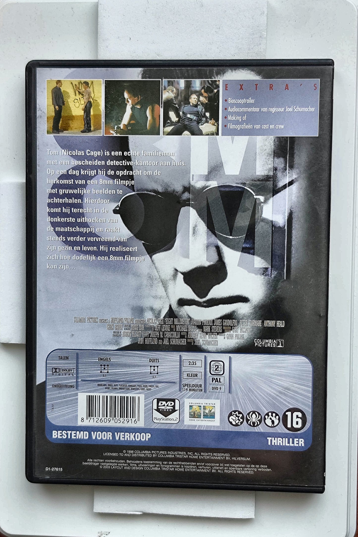 8MM 1999 DVD Crime Cage Phoenix Gandolfini Schumacher